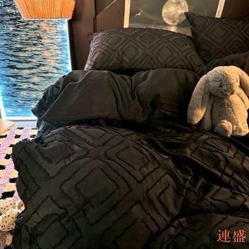 ??簡約高級黑剪花四件套小紅書同款床單被套學生純色氣質床上三件套