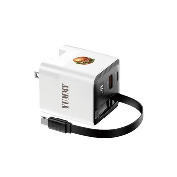 氮化鎵GaN快充器 TRON PD65W 氮化鎵 自帶線急速充電器 白 可愛寵物 電源供應器