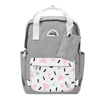 Grinstant混搭可拆組式15.6吋後背包 - 夢幻系列 (淺灰配三角粉)