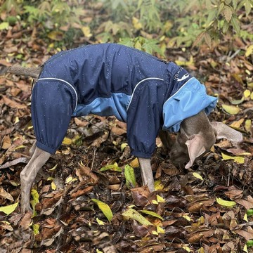 狗透氣雨衣-連身式機能服 台灣製 3M反光 牽繩孔 中大型狗 午夜藍