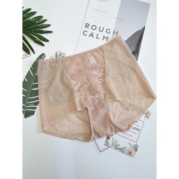 韓國單性感中腰網紗印花蕾絲無痕柔軟舒適透氣包臀女士小平角內褲