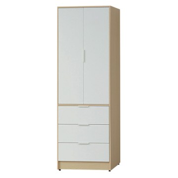 文創集 普伊斯2.5尺二門三抽衣櫃(二色可選)-76x55x202cm免組