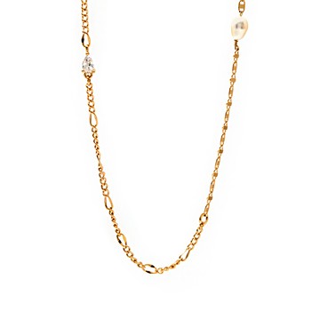 [鍍18K金] 珍珠曙光鎖骨鍊 / Pearl Dawn Necklace