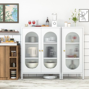 北歐鐵藝餐邊櫃酒櫃輕奢簡約客廳儲物收納櫃長虹玻璃陽台廚房餐具