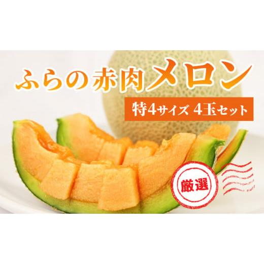 ふるさと納税 北海道 上富良野町 ふらの 赤肉メロン 厳選 甘味 特4サイズ 2kg〜2.6kg 4玉 セット ファーム富良野 メロン めろん 富良野メロン …