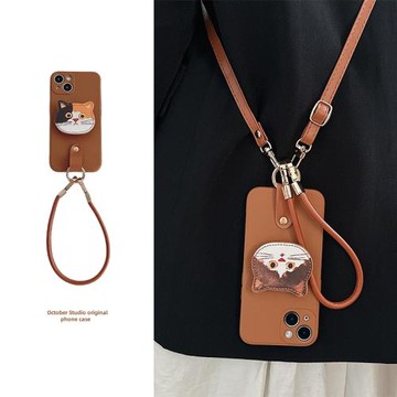 三星s24ultra手機殼s24+掛繩s23ultra斜挎背帶s23+秋冬s24十s22貓咪支架A55美拉德A54女A53新款A52斜跨s25潮