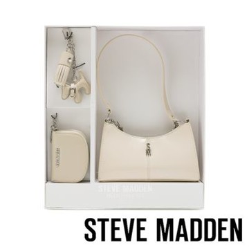 【線上獨家款】STEVE MADDEN-雙背帶腋下包/零錢包三件禮盒組-米色