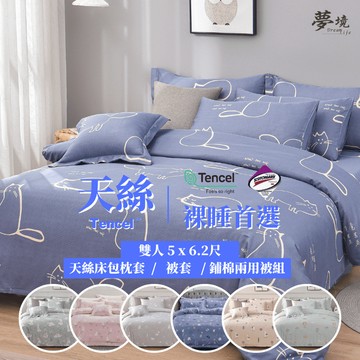 台灣製 萊賽爾天絲床包  3M吸濕排汗 雙人尺寸 5x6.2尺 床包 床單 床包組 三件組 涼感 冰絲 夢境生活