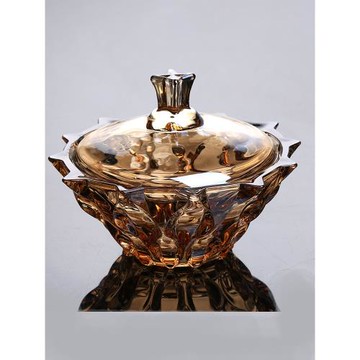 水晶玻璃碗帶蓋醉蝦盤子家用歐式果盤高端精致器皿專用容器高顏值