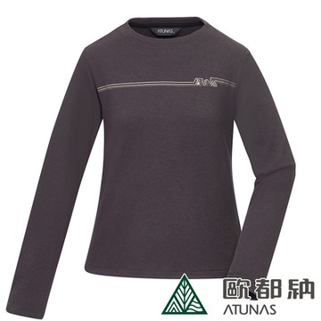 【ATUNAS 歐都納】女款經典保暖圓領衫A2TS2428W灰/彈性保暖/絨感親膚/都會休閒