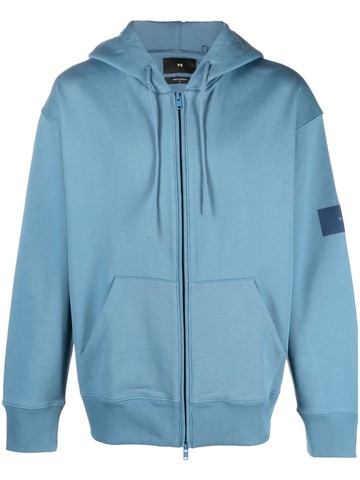 Y-3 - zip-up organic-cotton hoodie - men - Organic Cotton - L - Blue