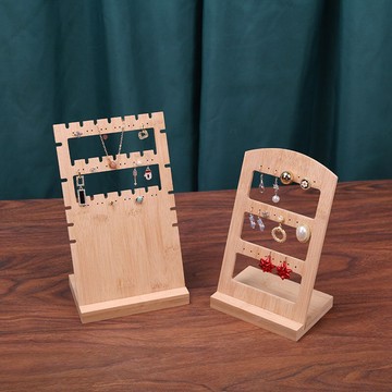 竹木可拆耳環耳釘項鏈展示架耳環耳釘飾品收納架首飾擺攤桌面 z7313