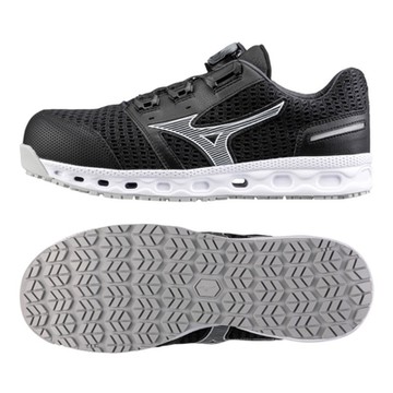 MIZUNO 美津濃 網布透氣款 男鞋 女鞋 工作鞋 安全防護鞋 防滑 3E寬楦 黑 F1GA233609