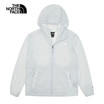 【The North Face 官方旗艦】北面女款白色UPF防曬可打包連帽防風外套｜7WCAI0E 抗UV