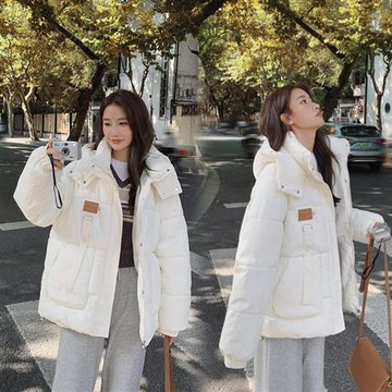 【米蘭精品】羽絨棉外套夾棉夾克-新款寬鬆工裝加厚女外套4色m1ae37