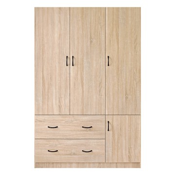 《HOPMA》美背艾瑪四門二抽衣櫃 台灣製造 衣櫥 抽屜櫃 衣物收納櫃-淺橡(漂流)木