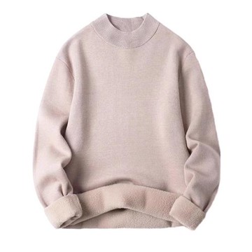 一體絨毛衣男內搭半高領秋冬季加絨加厚男裝百搭針織上衣打底衫潮