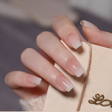 💥加一優選💥【雲霧月淡】乳白漸變裸色穿戴甲 簡約穿戴甲 美甲穿戴甲 氣質穿戴甲 純欲穿戴甲 短款美甲 中方穿戴甲