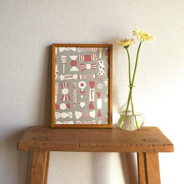 「sweet candy ( grey ) 」A4 海報