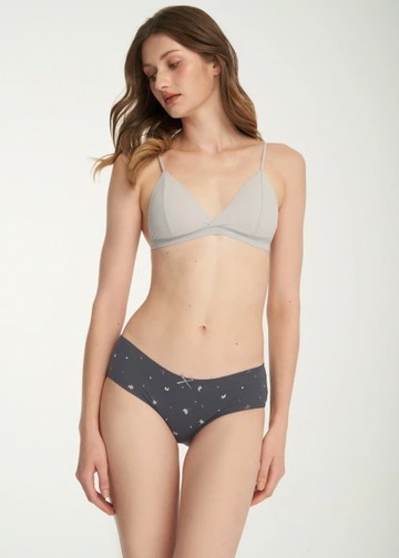 Golden Autumn．花邊中腰三角內褲(墨水藍-紛飛雛菊)