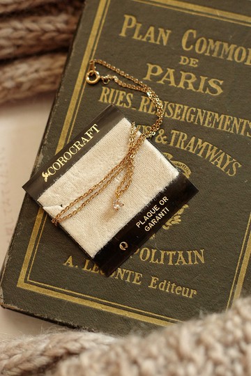 古董 金色單鑽萊茵石項鍊 短鏈 Coro Corocraft 英國 N113