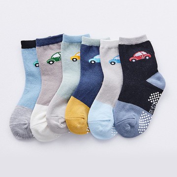 【ONEDER】止滑兒童短襪3雙組 幼童短襪(顏色隨機)-汽車