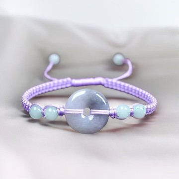 【願平安】飄烏雞翡翠平安扣編織手鍊 | 天然緬甸玉翡翠A貨 |送禮