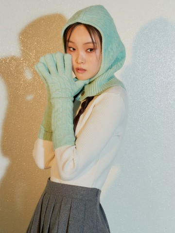 Cable Knit Long Gloves (KE3X5UM02L)