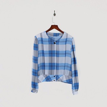 【蛋植物古着】冰塊方格印花古著襯衫