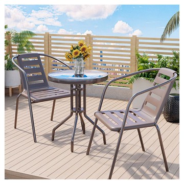 含運 庭院休閒戶外桌椅陽臺露天椅簡約客廳現代奶茶鐵藝室外庭院組合家用休閑2