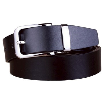 本革職人 真皮 中性休閒簡約系列 個性風格款針扣式皮帶  120cm  黑色 + 銀色