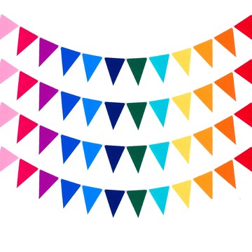 Partyshow 不織布三角派對掛旗  彩虹色  4個