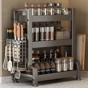 廚房調料置物架多層臺面調味品油鹽醬醋瓶罐刀筷出具用品收納架子