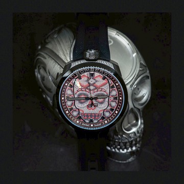 BOMBERG【炸彈錶】BOLT-68 系列 黑紅珍珠骷髏