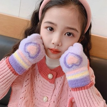 ❤️ATL❤️ 兒童手套 兒童保暖手套 男女童防寒手套 爱心手套儿童冬天女童保暖男童小孩女孩分指五指宝宝秋冬季小学生