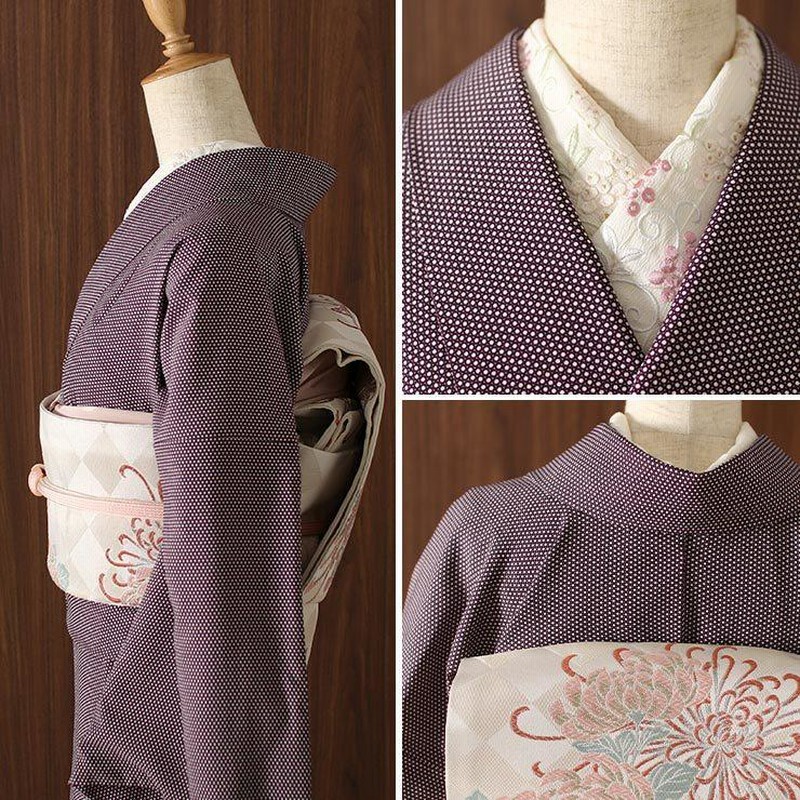 MK-1693 小紋 洗える着物 型染 花模様 トールサイズ 深藍色