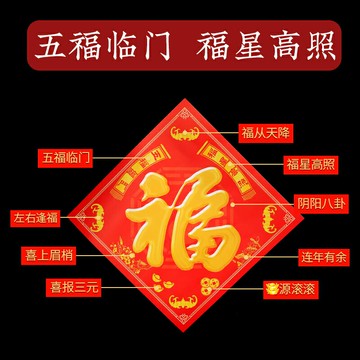 八卦福海門神門福字福化解門對門對廁所大門沖臥室門墻帖福貼