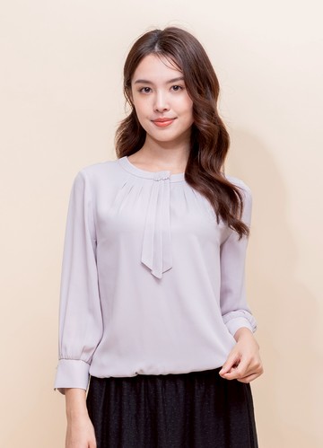 雅緻簡雅飾領雪紡上衣
