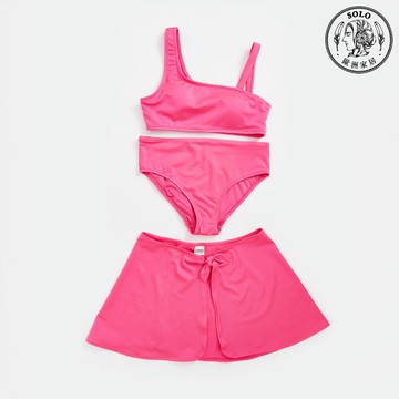 【SOLO歐洲家居】LCW 女童桃紅泳衣三件組 女童泳衣套裝 沙灘裝 快乾材質 土耳其製造 5-14歲