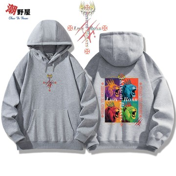 潮野屋 獅吼紀元 波普藝術 獅子 帽T 衣服 長袖上衣 可愛 潮T 潮流 街頭 創意 刷毛 WDD-1201