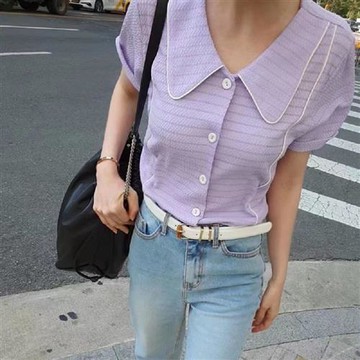 T恤 撞色排釦質感短袖T恤GEN-0012-創翊韓都