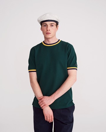 Noah Striped Pique Ringer Green / XL