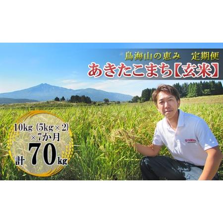 ふるさと納税 10kg×7ヶ月 鳥海山の恵み 農家直送！ あきたこまち（玄米・5kg×2袋） 秋田県にかほ市