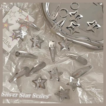⭐台灣現貨 星星髮夾 INS風髮夾 銀色星星髮卡 五角星邊夾 Y2K髮夾 bb夾 兒童髮飾 鴨嘴夾 瀏海髮夾 側邊髮夾