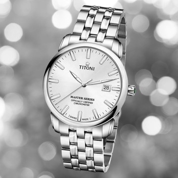 TITONI 梅花錶 大師系列 83188S-575 精密時計自動機芯腕錶 銀面 41mm