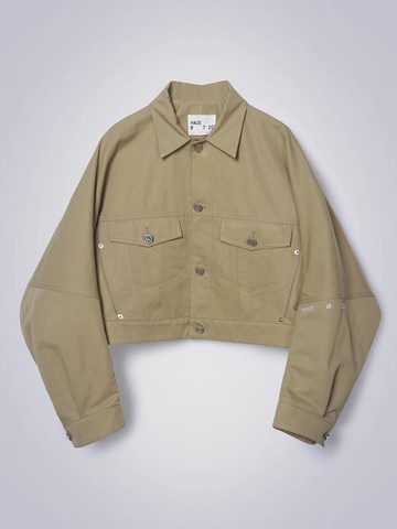 CURVED SLEEVE COLLAR BLAZER [BEIGE]