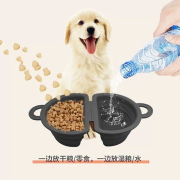 【48時熱賣】寵物摺疊碗便攜式外出狗碗隨行貓咪硅膠狗狗飲水雙碗戶外喝水食盆