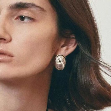 秋季新款925銀針旋渦橢圓耳釘歐美小眾高級簡約復古時尚百搭耳釘