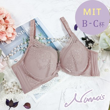 【露娜斯】花語呢喃。B-C杯 軟鋼圈低脊心集中爆乳包覆防副乳機能內衣【芋粉】台灣製 U27919