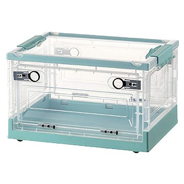 三開摺疊收納箱  738 超大號(50.5 x 10.5 x 69cm)  透明色 + 綠色  1個